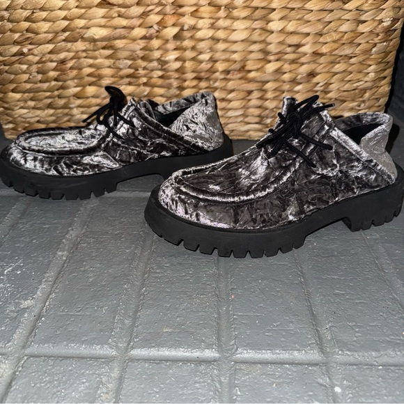 Free People Convertible Velvet Oxford Mule 37 6.5 7 Washed Black Whimsigoth - Picture 2 of 11